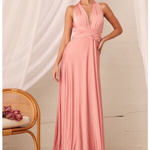 Lulu’s XS Always Stunning Convertible Blush Pink Maxi Dress
